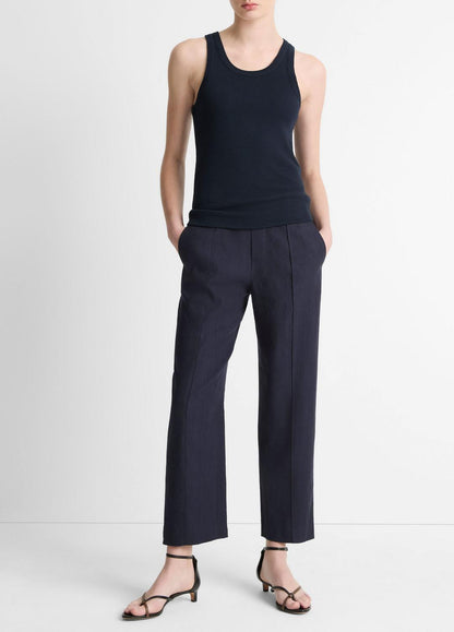 Grace Mid-Rise Linen-Blend Pull-On Pant in Trousers