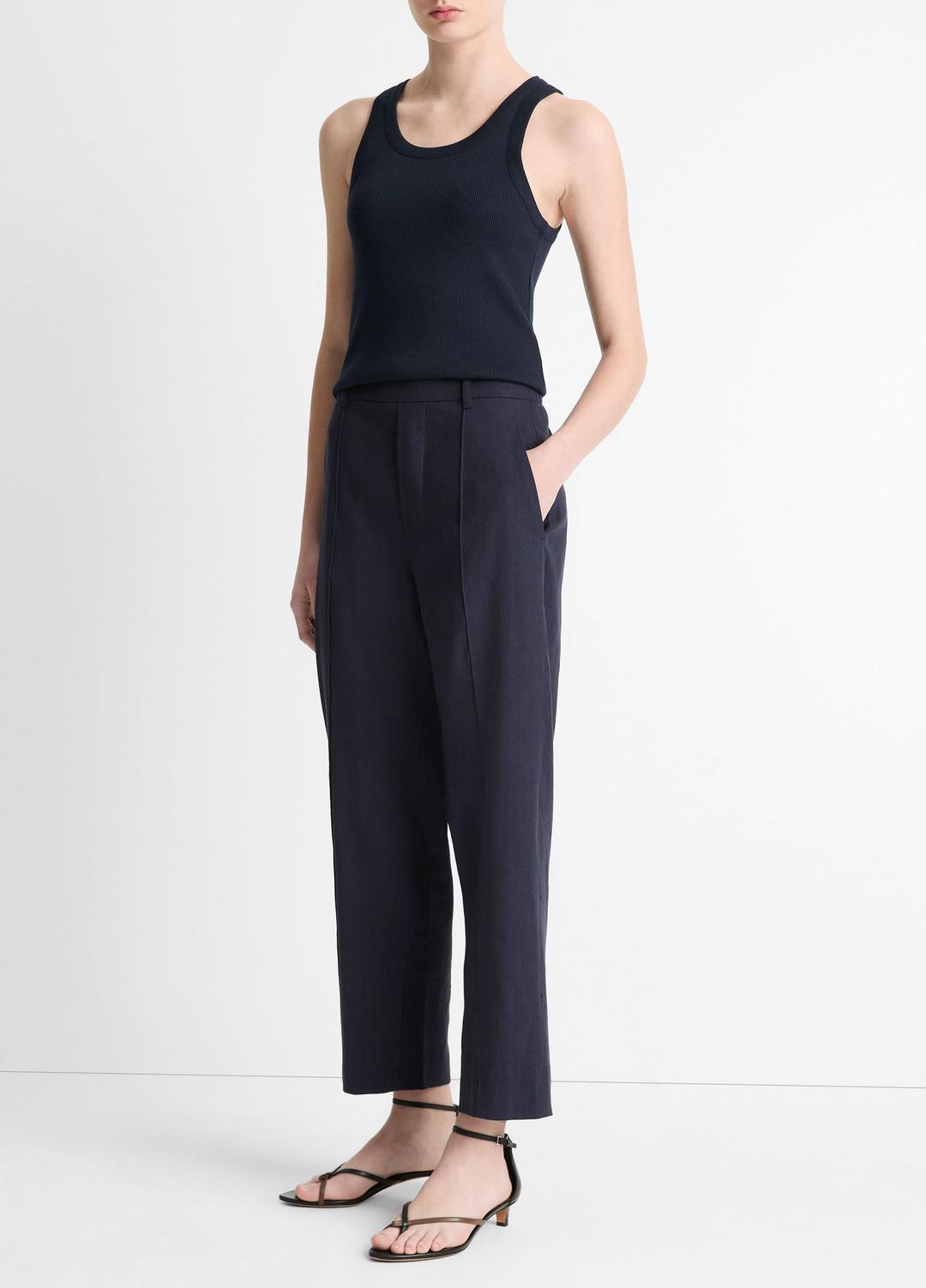 Grace Mid-Rise Linen-Blend Pull-On Pant in Trousers