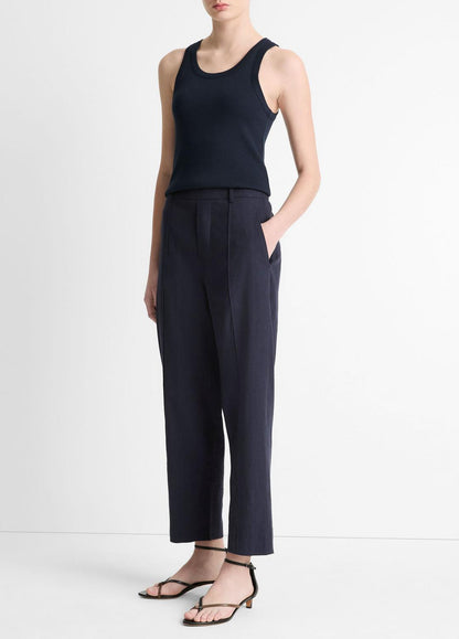 Grace Mid-Rise Linen-Blend Pull-On Pant in Trousers