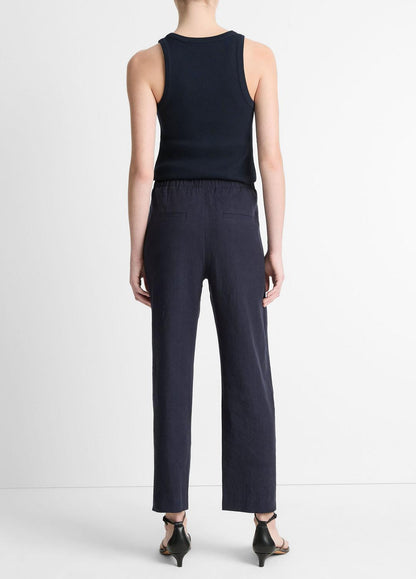 Grace Mid-Rise Linen-Blend Pull-On Pant in Trousers