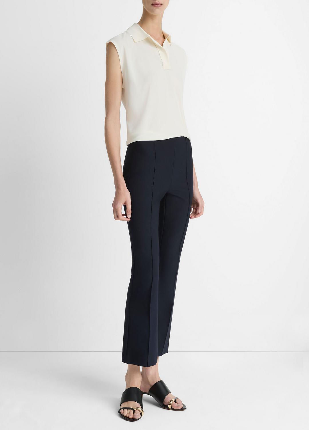 Niki Mid-Rise Pintuck Crop Flare Pant in Pants