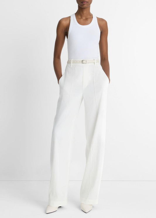 Linen-Blend High-Rise Pull-On Pant in Trousers