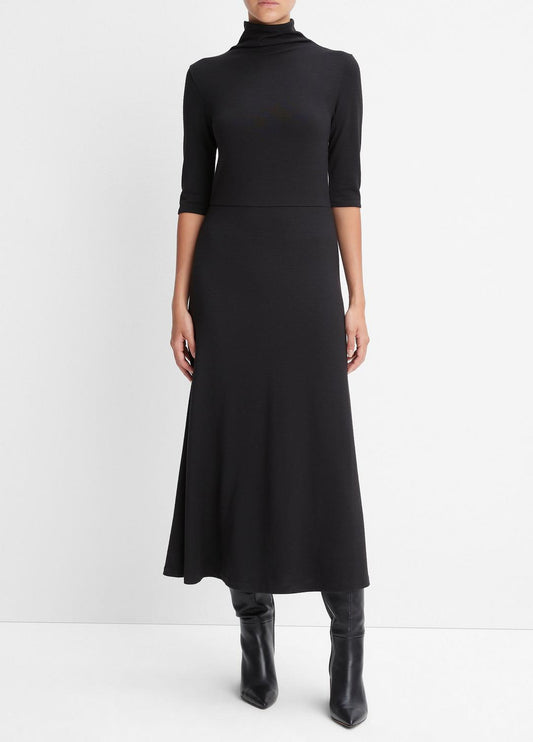 Elbow-Sleeve Turtleneck Dress in Dresses