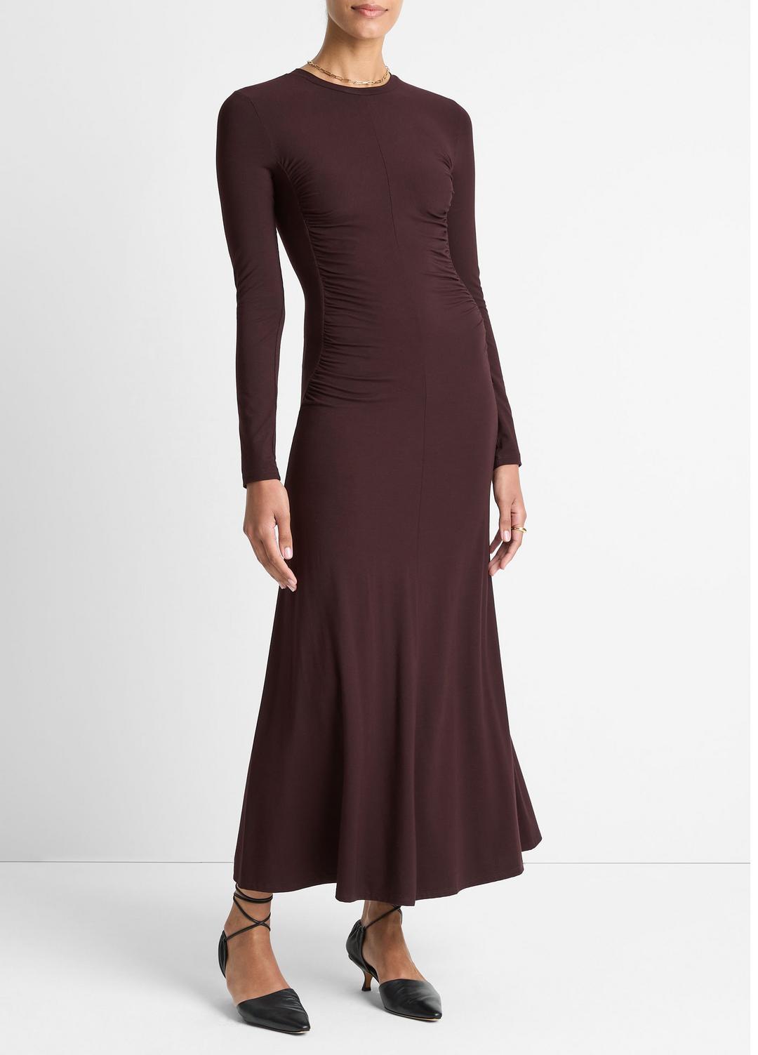 Ruched-Seam Long-Sleeve Dress in Dresses