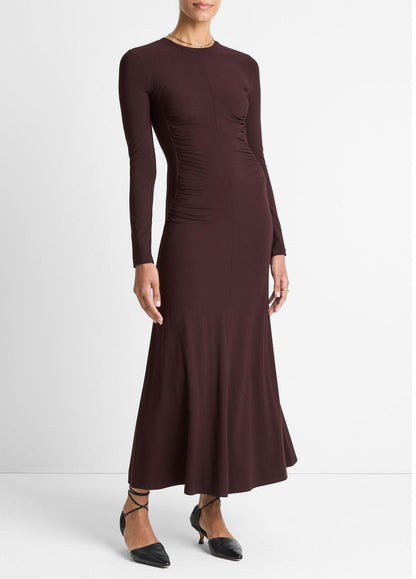 Ruched-Seam Long-Sleeve Dress in Dresses