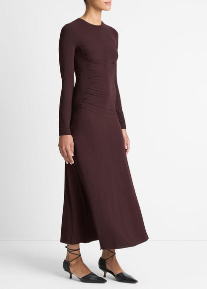 Ruched-Seam Long-Sleeve Dress in Dresses