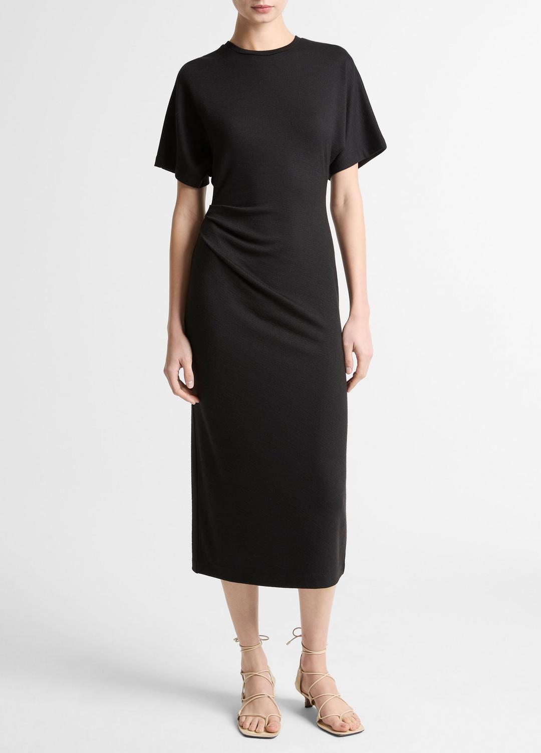 Ruched-Side Matte Jersey Short-Sleeve Dress in Dresses