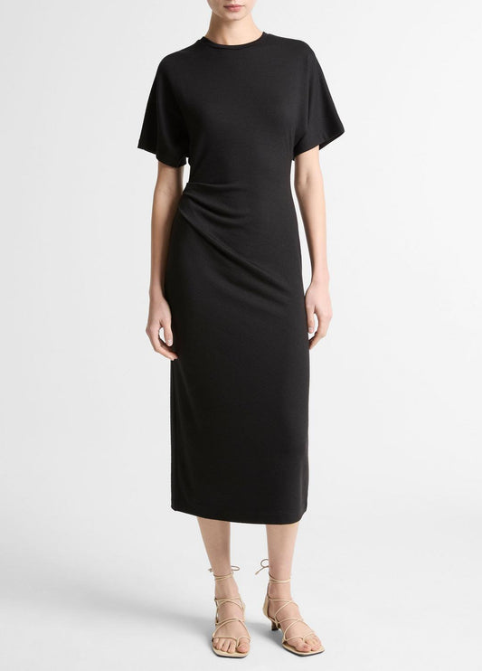 Ruched-Side Matte Jersey Short-Sleeve Dress in Dresses