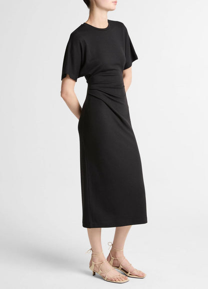 Ruched-Side Matte Jersey Short-Sleeve Dress in Dresses