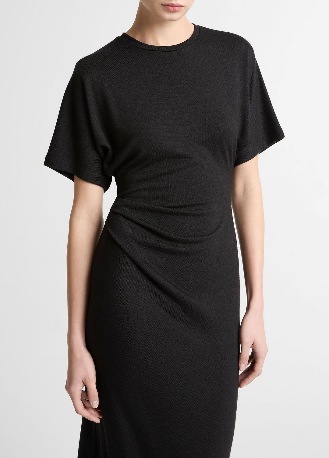 Ruched-Side Matte Jersey Short-Sleeve Dress in Dresses
