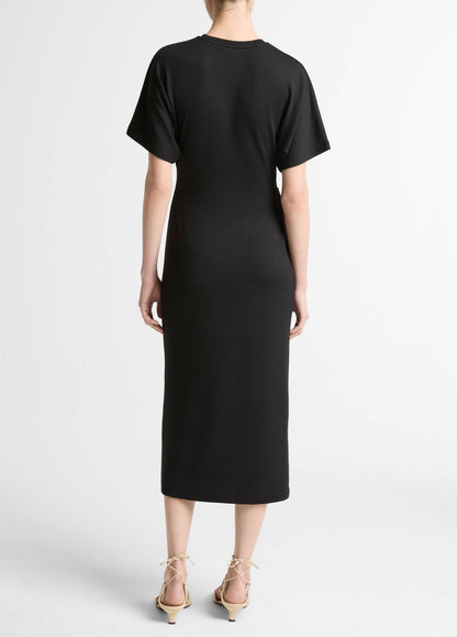 Ruched-Side Matte Jersey Short-Sleeve Dress in Dresses