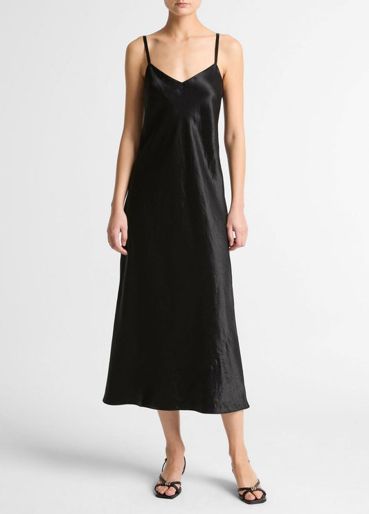 Satin V-Neck Slip Dress in Dresses