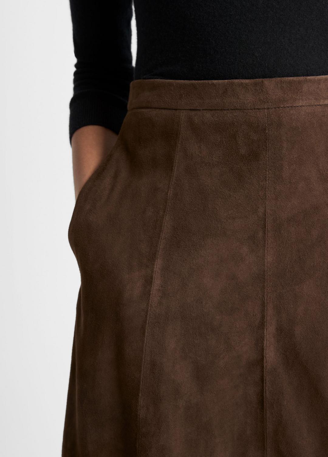 Suede Mid-Rise Flared Skirt in Skirts