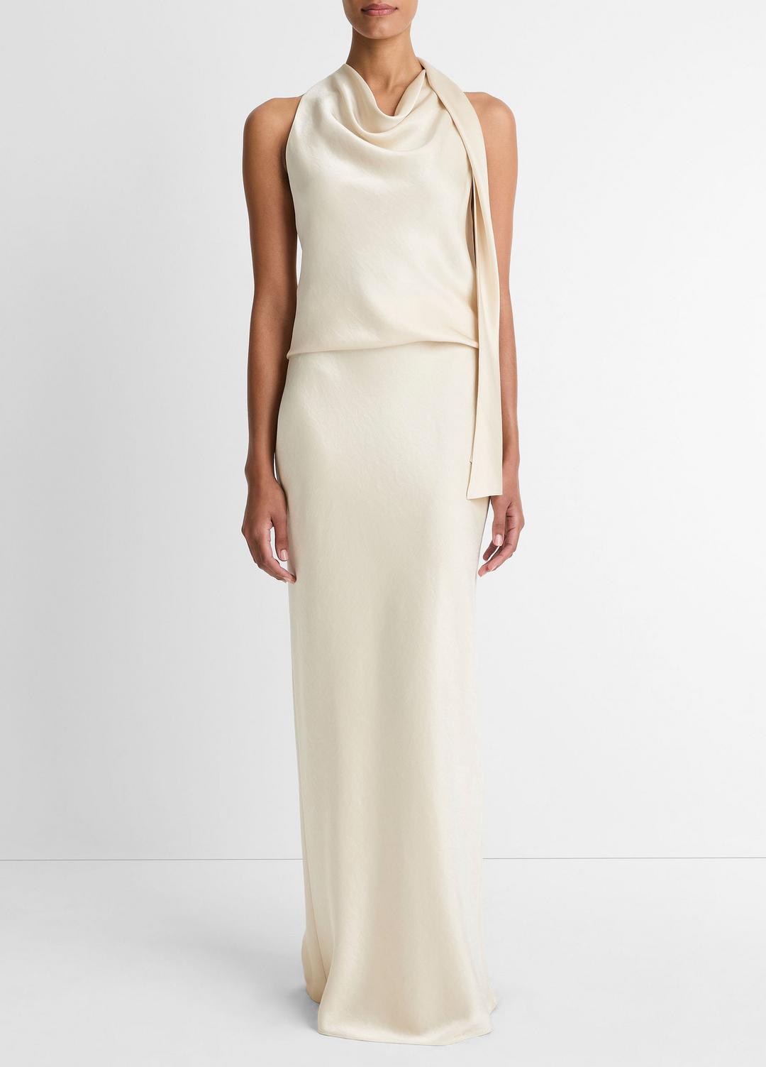 Satin Bias Column Skirt in Skirts