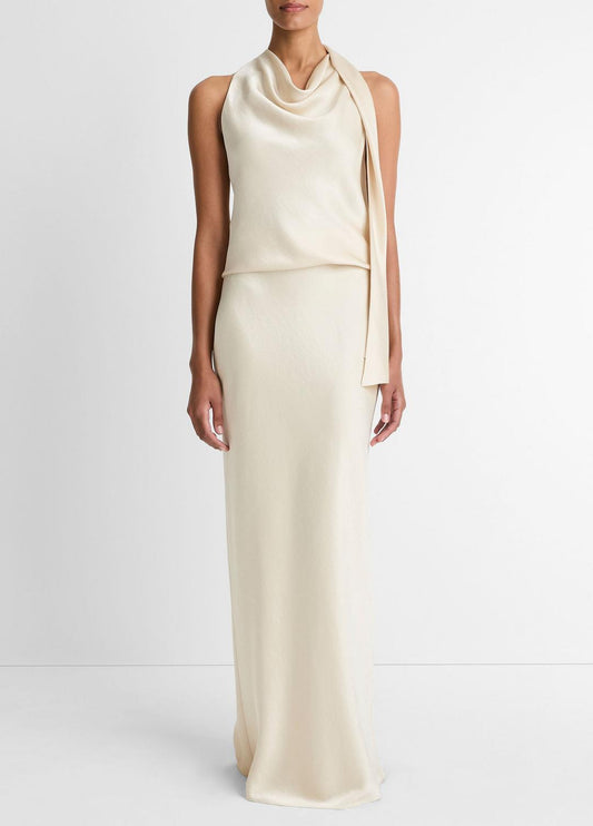 Satin Bias Column Skirt in Skirts
