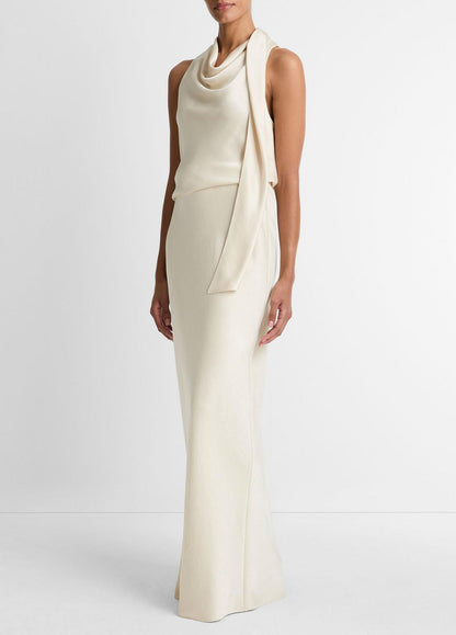 Satin Bias Column Skirt in Skirts