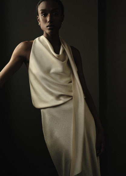 Satin Bias Column Skirt in Skirts