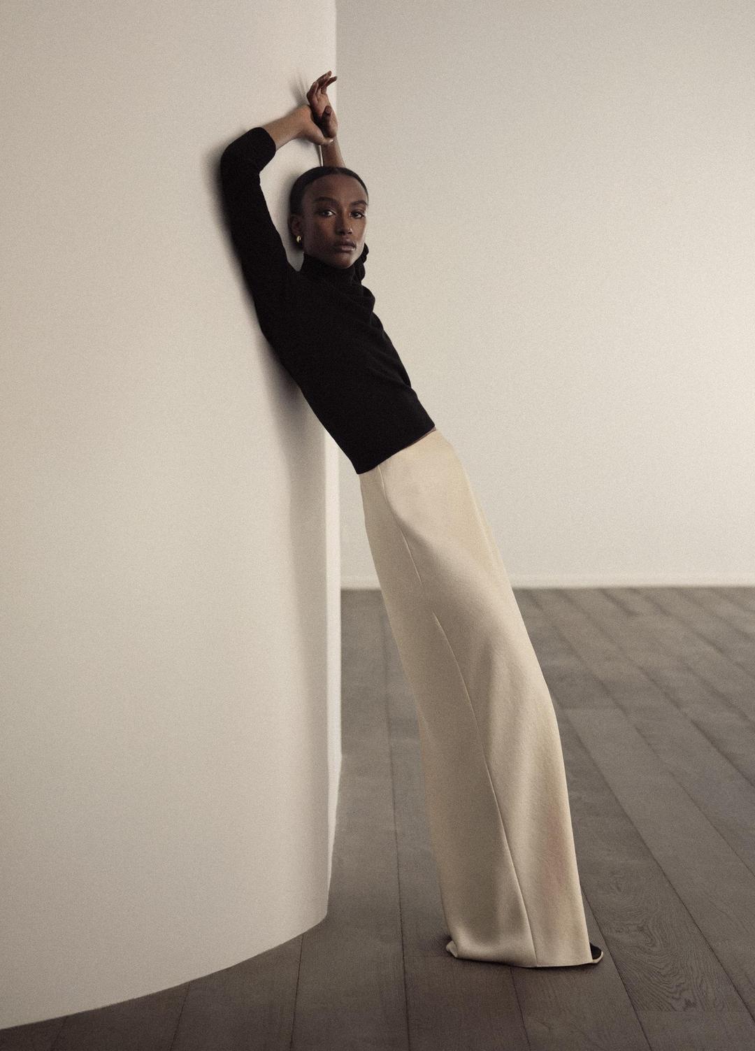 Satin Bias Column Skirt in Skirts