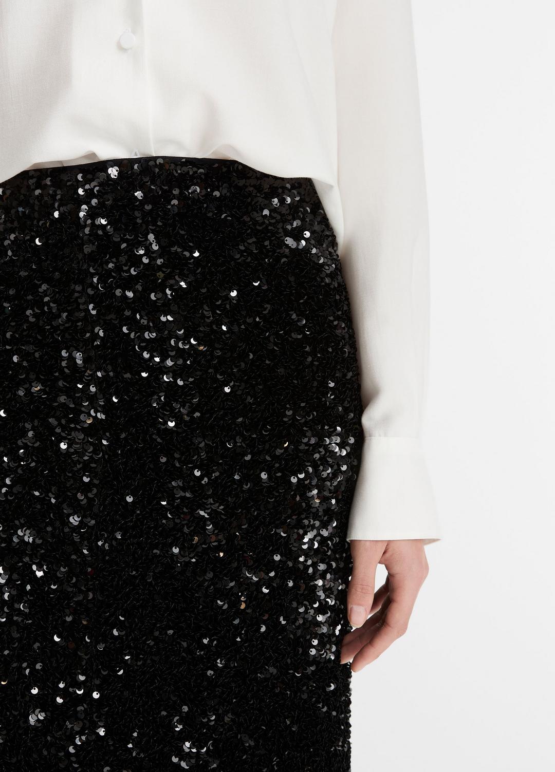 Sequined Velvet Column Skirt in Skirts