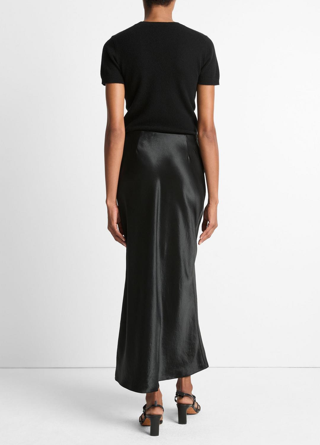 Satin Side-Slit Slip Skirt in Skirts