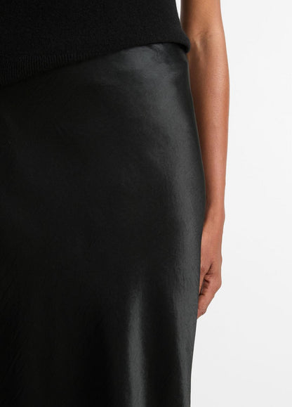 Satin Side-Slit Slip Skirt in Skirts