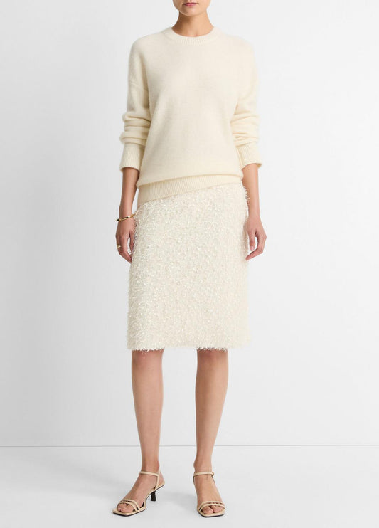 Feathery-Fringe Knee Skirt in Skirts