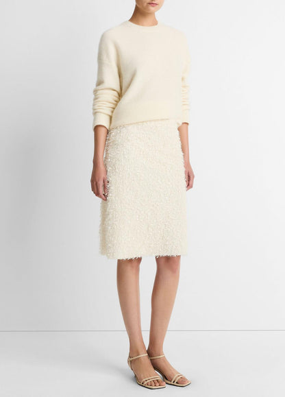 Feathery-Fringe Knee Skirt in Skirts