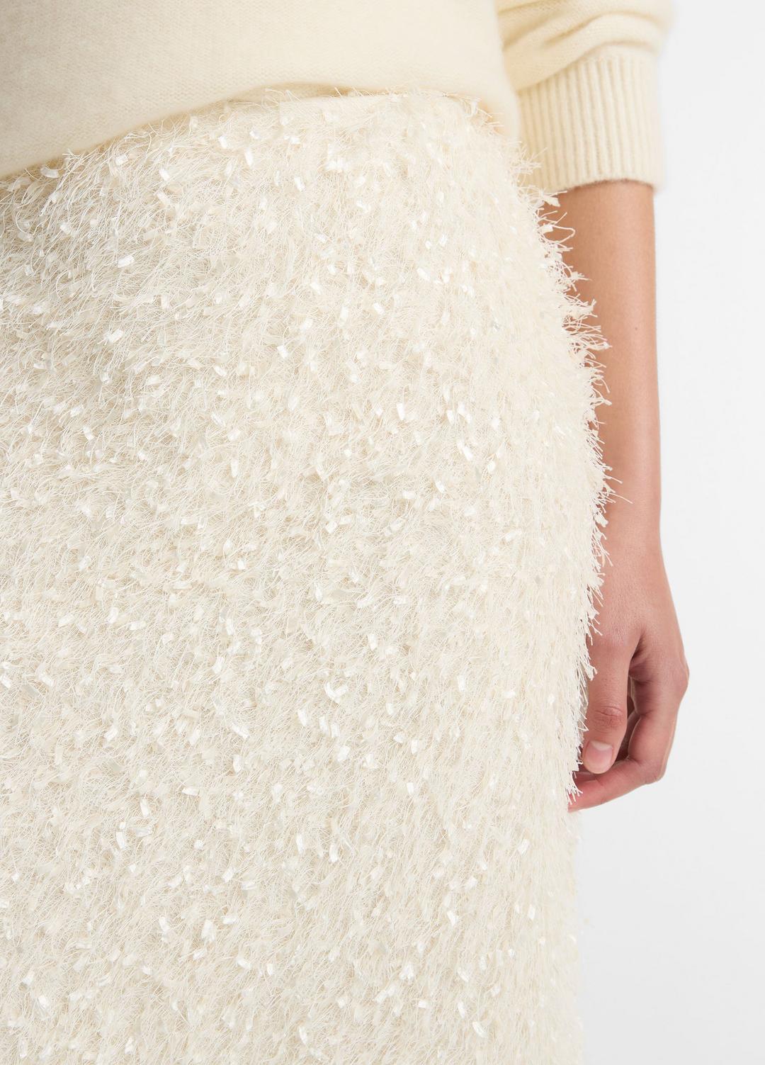 Feathery-Fringe Knee Skirt in Skirts