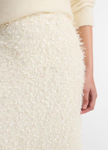 Feathery-Fringe Knee Skirt in Skirts