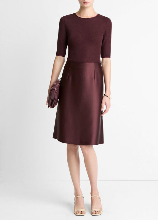 Satin A-Line Knee Skirt in Skirts