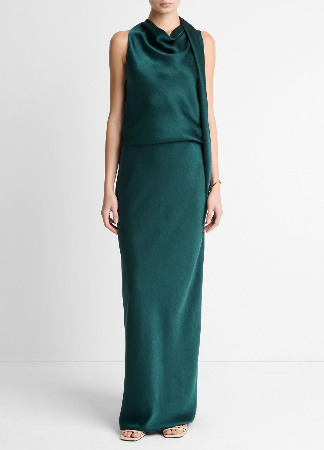 Satin Bias Column Skirt in Skirts