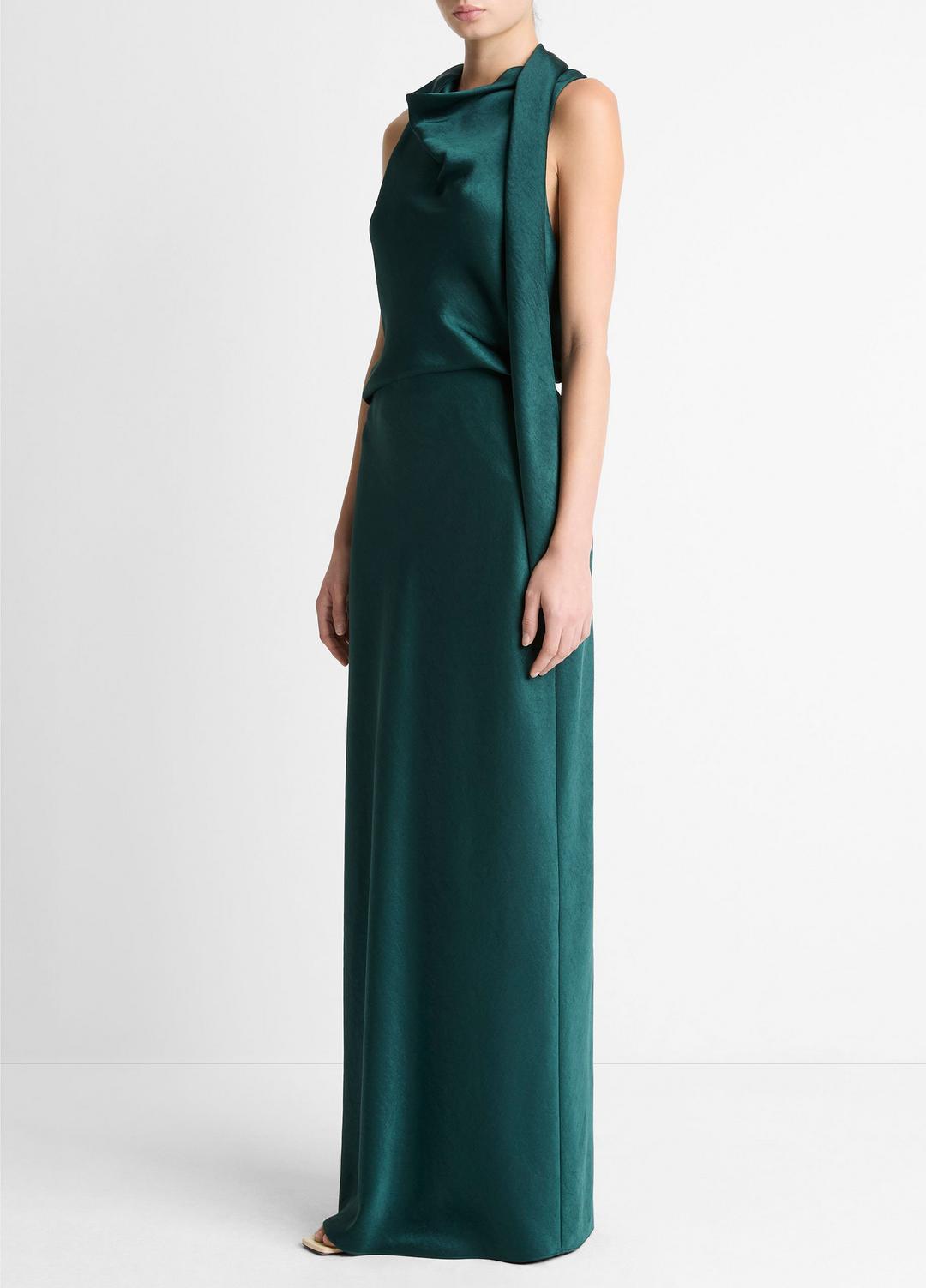 Satin Bias Column Skirt in Skirts