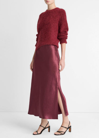 Satin Side-Slit Slip Skirt in Skirts