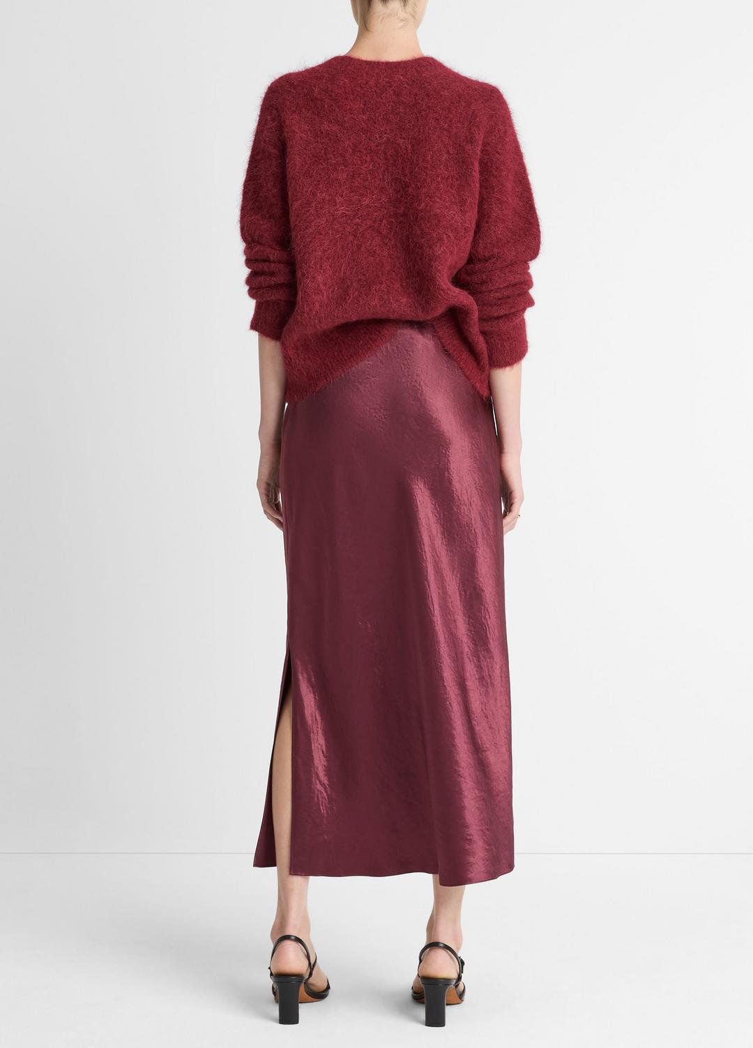 Satin Side-Slit Slip Skirt in Skirts