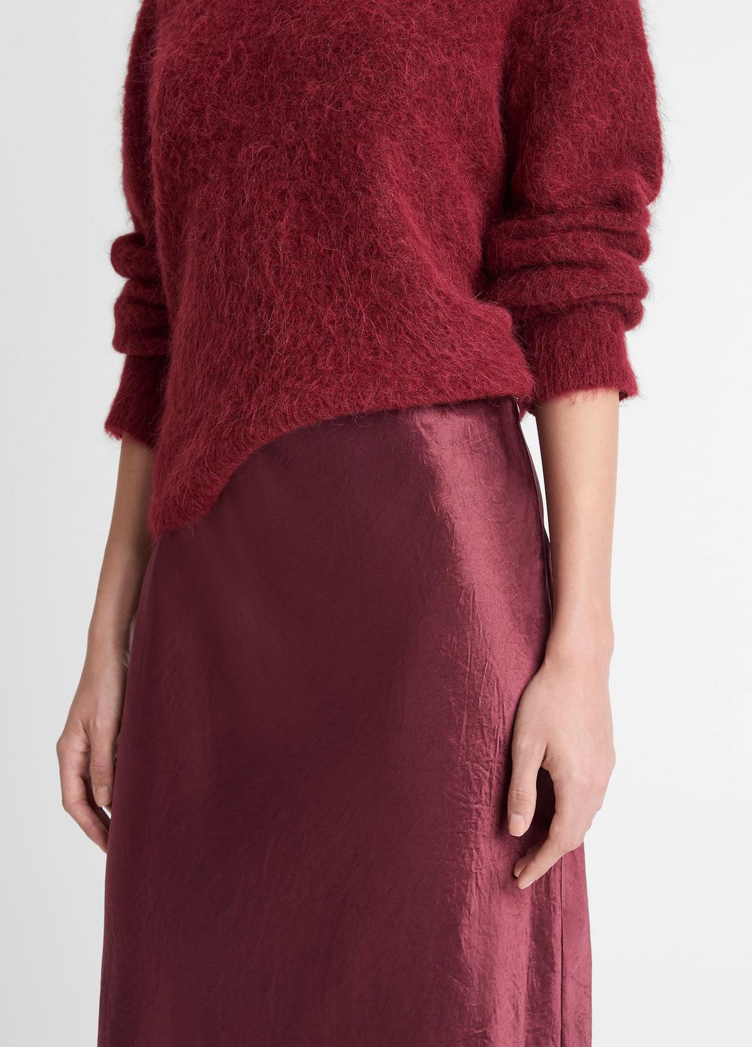 Satin Side-Slit Slip Skirt in Skirts
