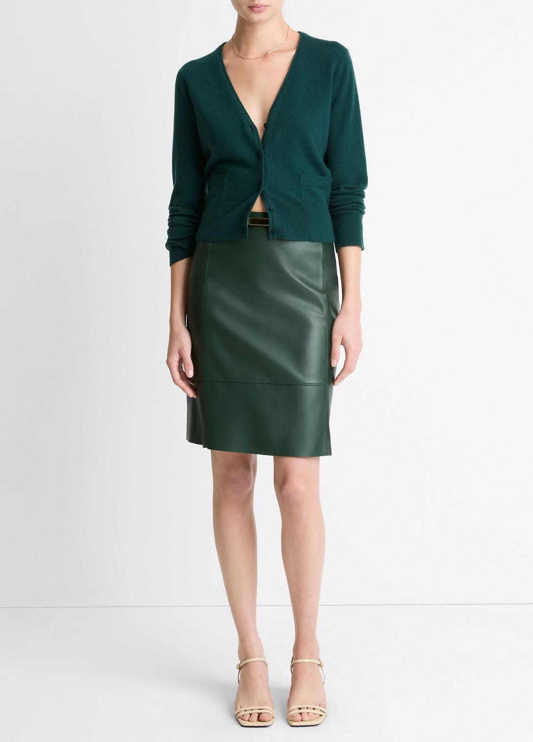 Leather Flared Knee Skirt in Skirts