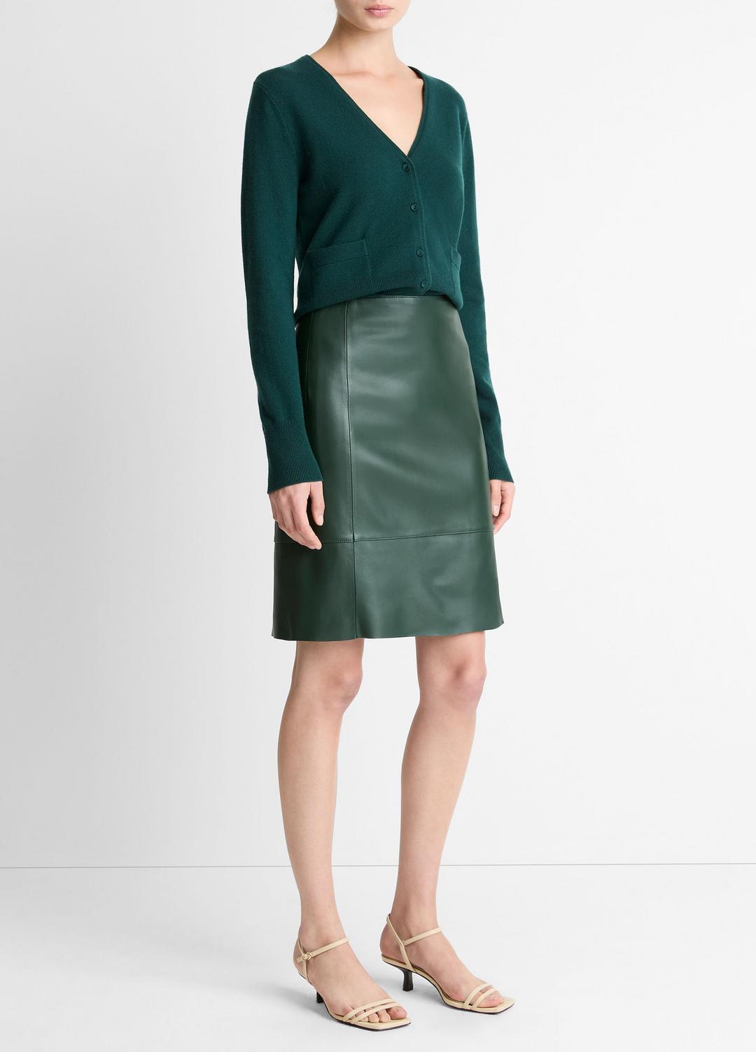 Leather Flared Knee Skirt in Skirts