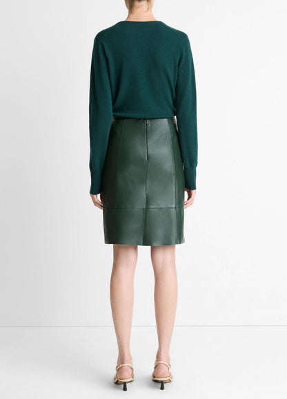 Leather Flared Knee Skirt in Skirts