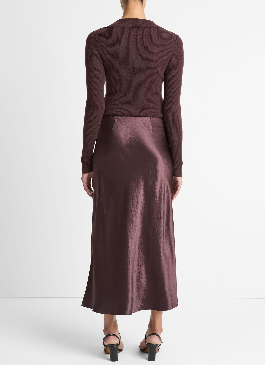 Satin Side-Slit Slip Skirt in Skirts