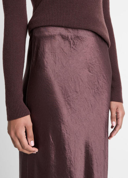 Satin Side-Slit Slip Skirt in Skirts