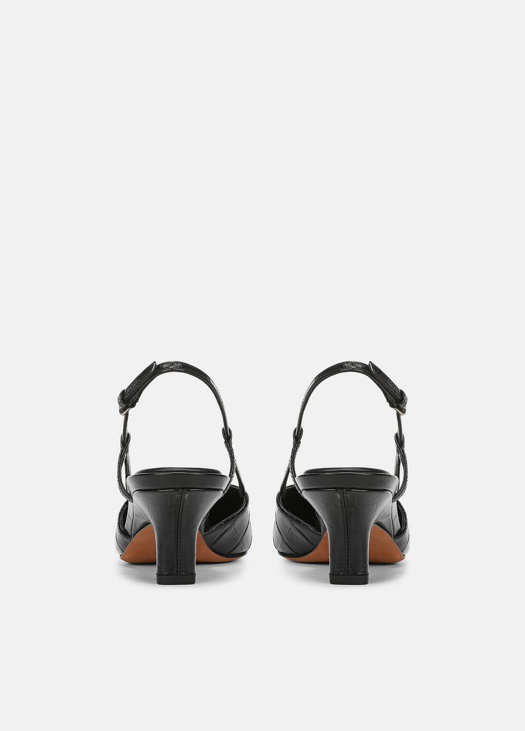 Levvy Croc-Embossed Leather Slingback Heel in Heels