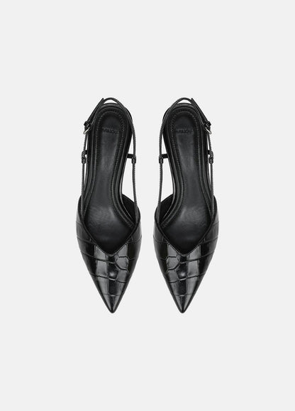 Levvy Croc-Embossed Leather Slingback Heel in Heels