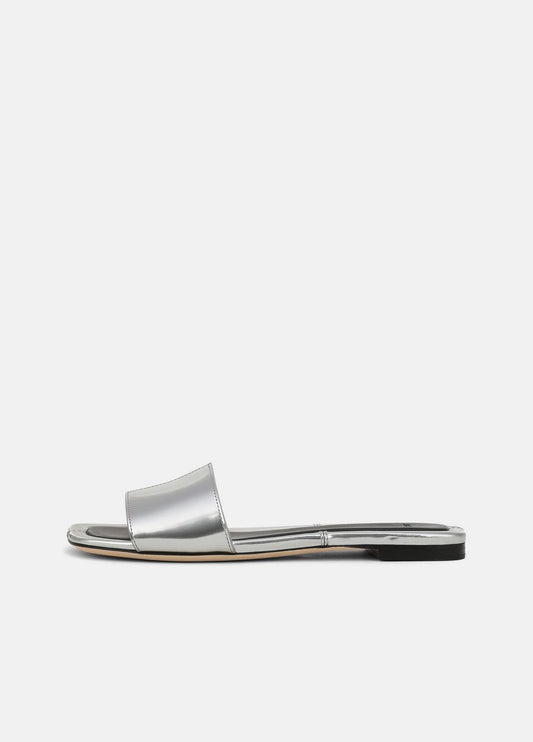 Valeria Metallic Leather Slide Sandal in Sandals