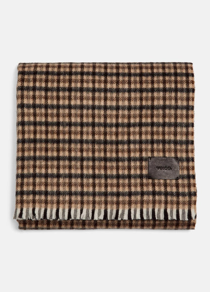 Gingham Wool-Cashmere Oversized Wrap in Scarves & Hats