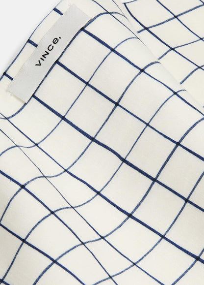 Trellis Plaid Cotton-Blend Headkerchief in Scarves & Hats