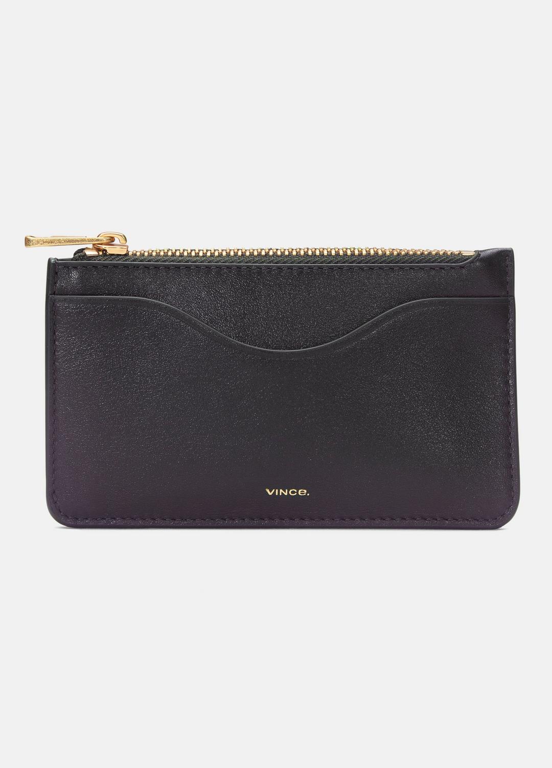 Leather Zip-Top Card Case in Handbags