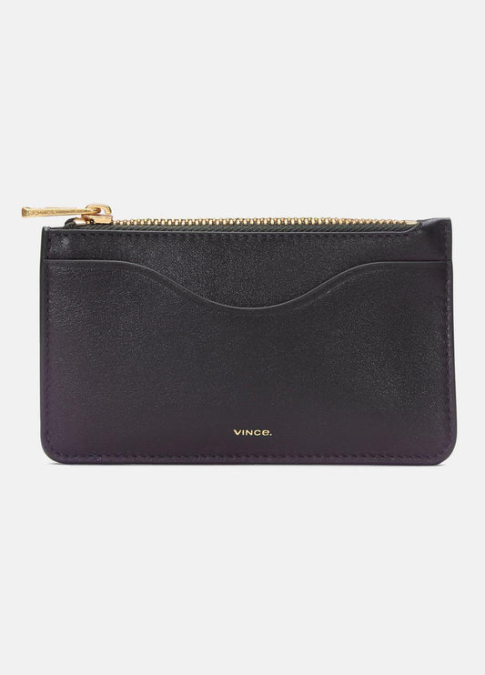 Leather Zip-Top Card Case in Handbags