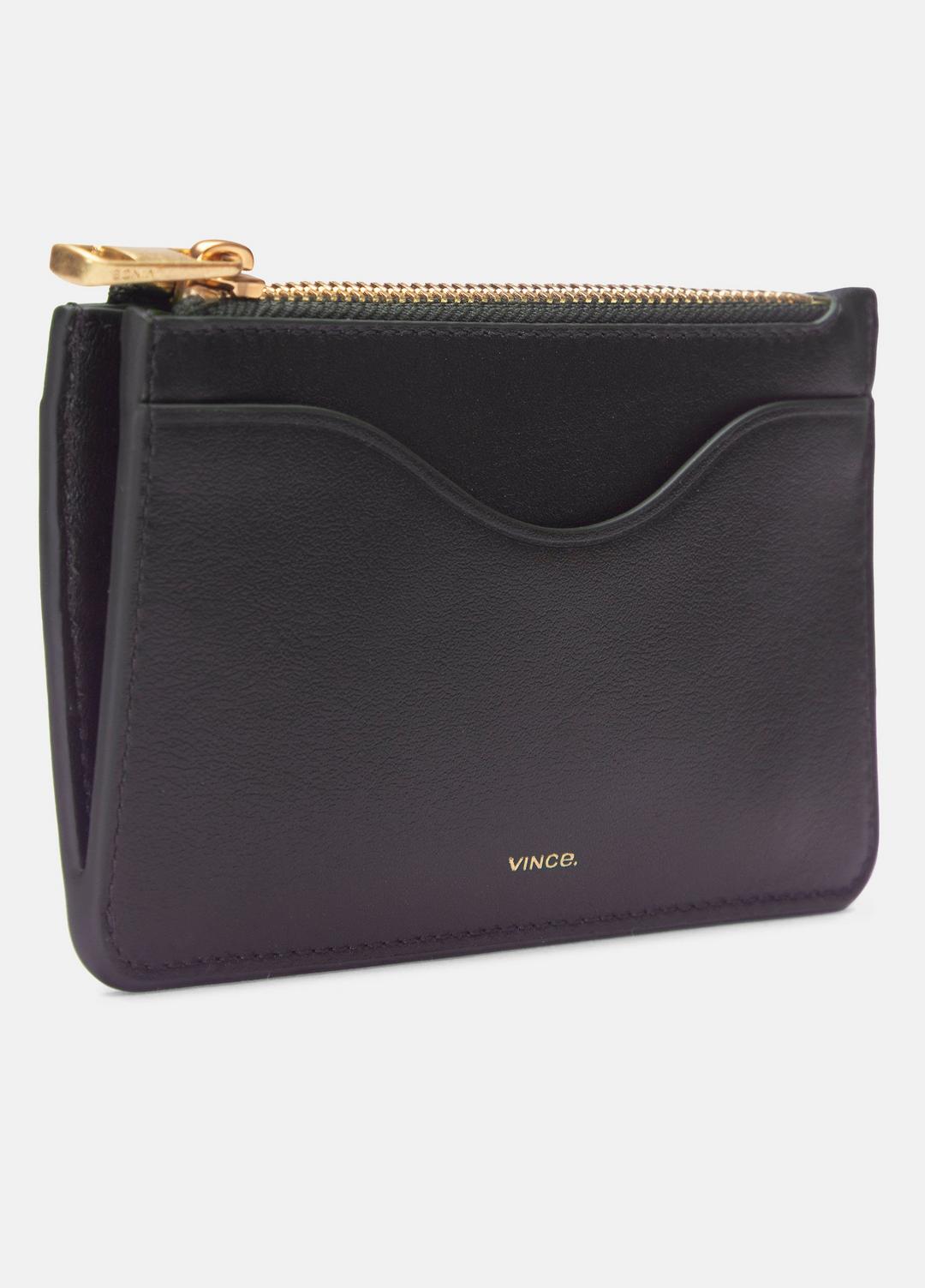 Leather Zip-Top Card Case in Handbags
