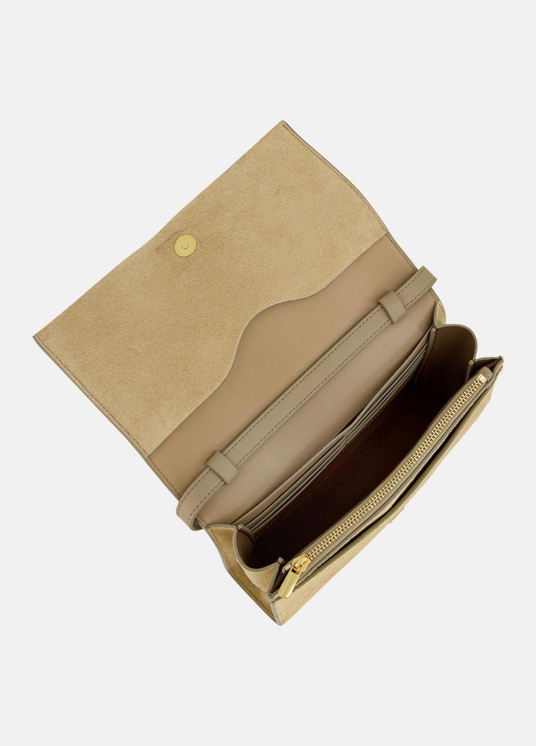 Suede Crossbody Wallet in Leather & Suede