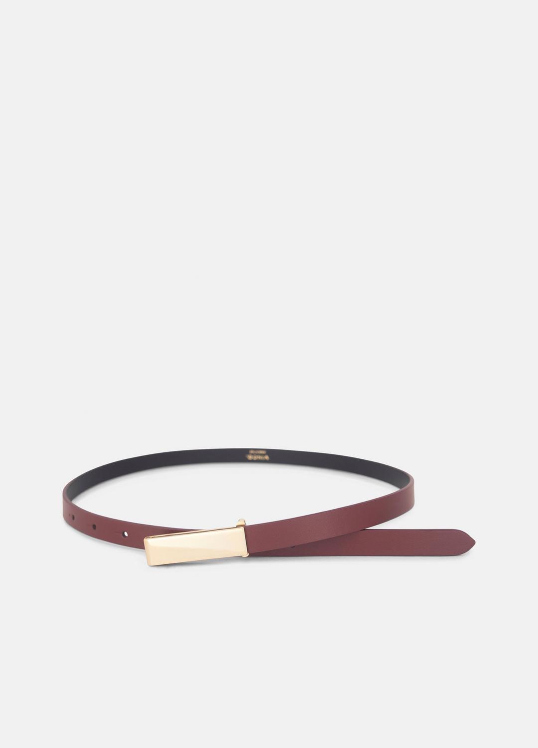 Women's 15mm Elongated Plaque Leather Belt in Belts